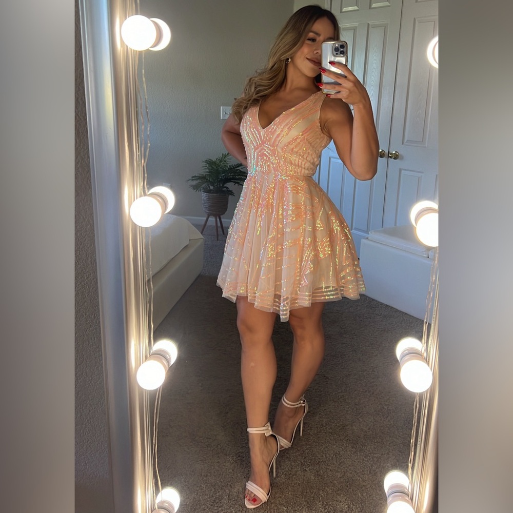 SEQUIN TULLE SKIRT MINI DRESS.